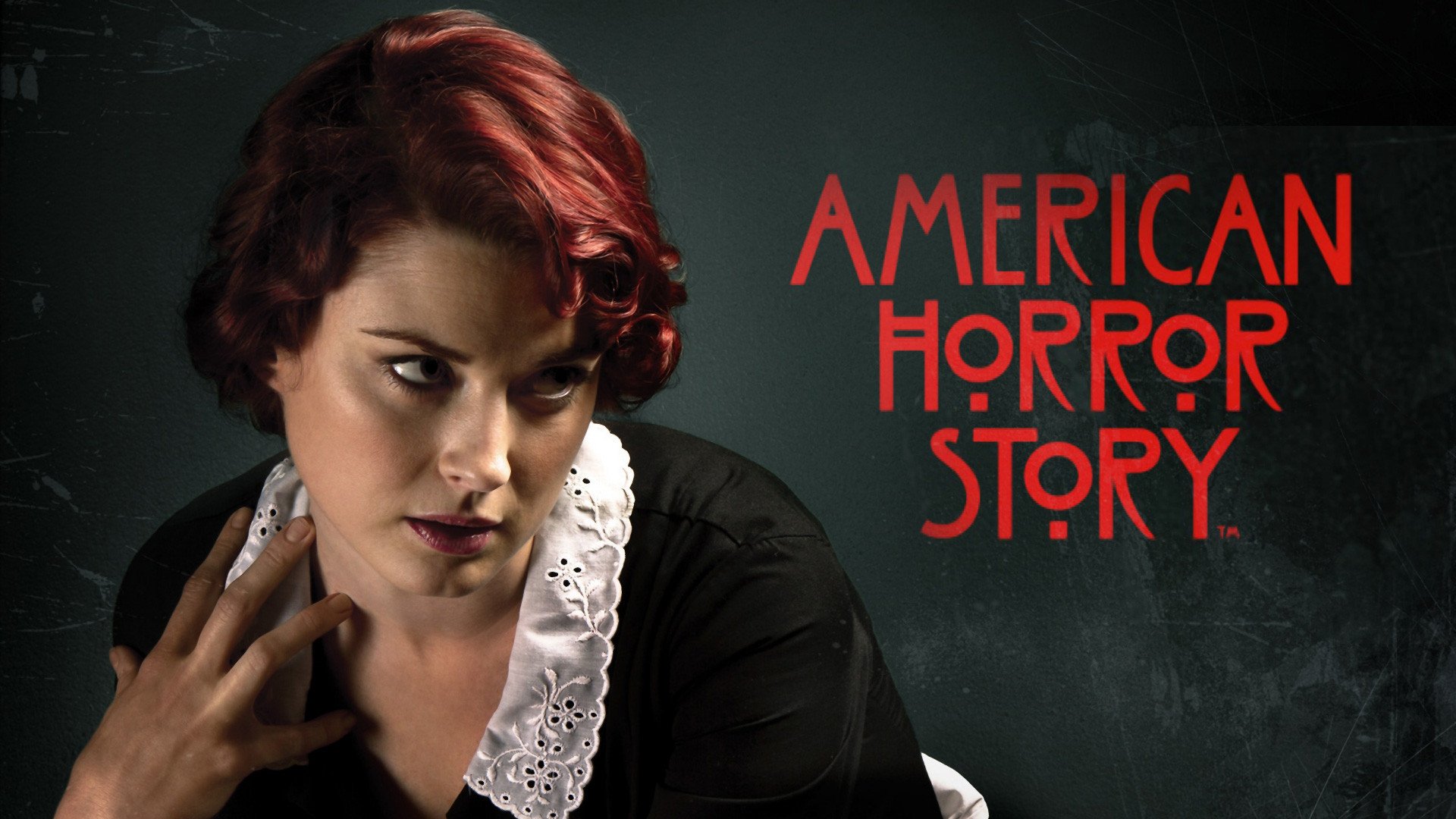 wallpaper american horror story,font,photography,red hair,gesture