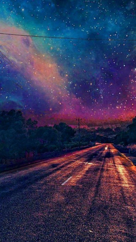 road wallpaper iphone,sky,nature,natural landscape,aurora,atmosphere