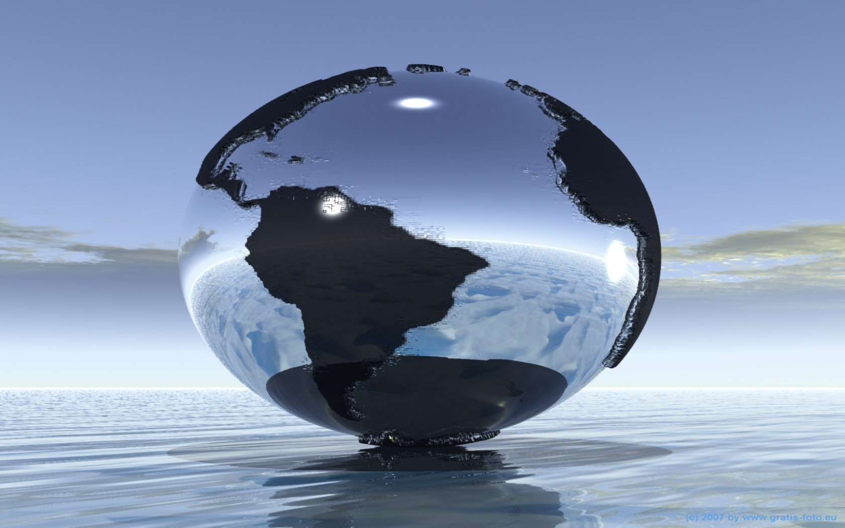 地球の3d壁紙,水,反射,世界,球,地球