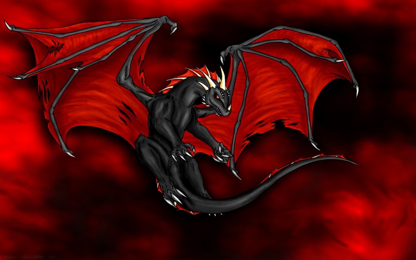 sfondi hd dragon 1366x768,drago,personaggio fittizio,rosso,demone,creatura mitica