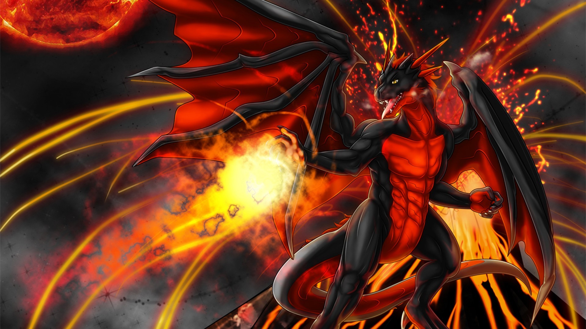 sfondi hd dragon 1366x768,demone,personaggio fittizio,cg artwork,creatura soprannaturale,drago