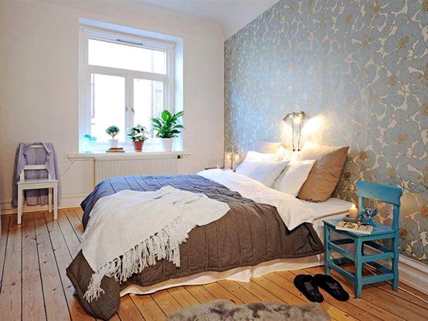 wallpaper in bedroom on one wall,bedroom,bed,furniture,room,property