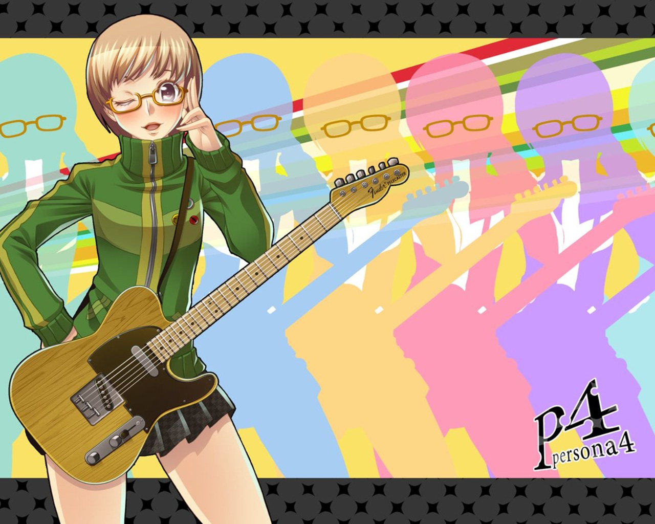 persona 4 phone wallpaper,guitar,musical instrument,cartoon,string instrument,bass guitar