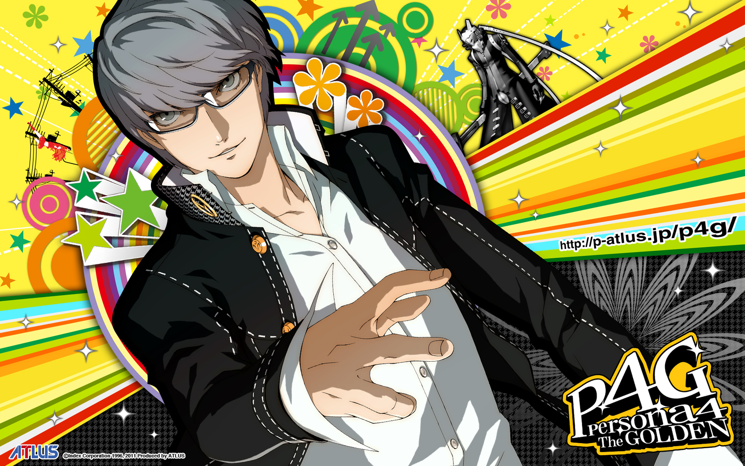 persona 4 golden wallpaper,cartoon,anime,black hair,graphic design,illustration