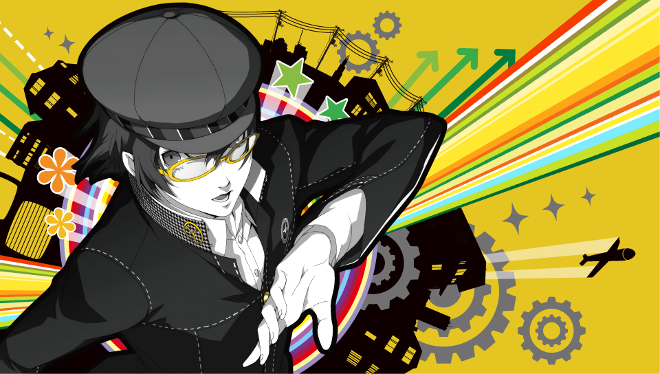 persona 4 fondo de pantalla dorado,ilustración,dibujos animados,diseño gráfico,cabello negro,personaje de ficción