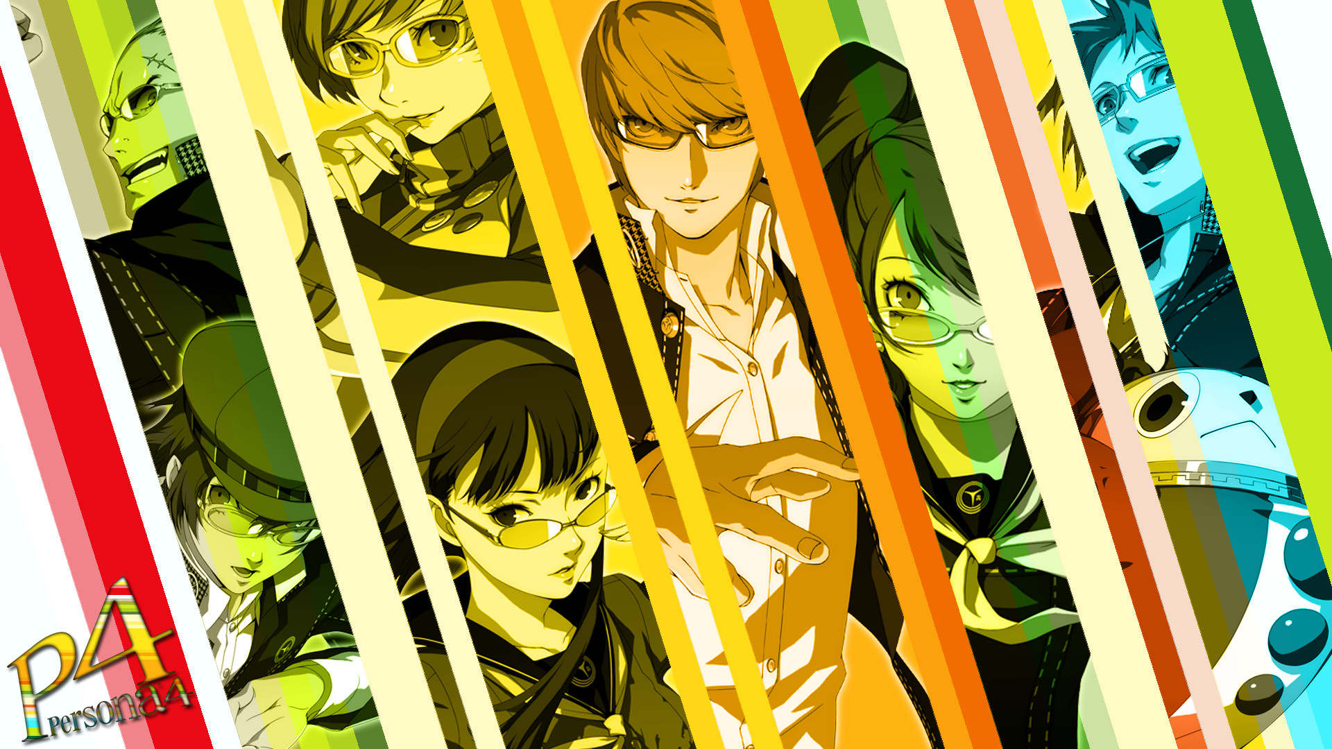 persona 4 fondo de pantalla dorado,dibujos animados,anime,amarillo,ficción,ilustración