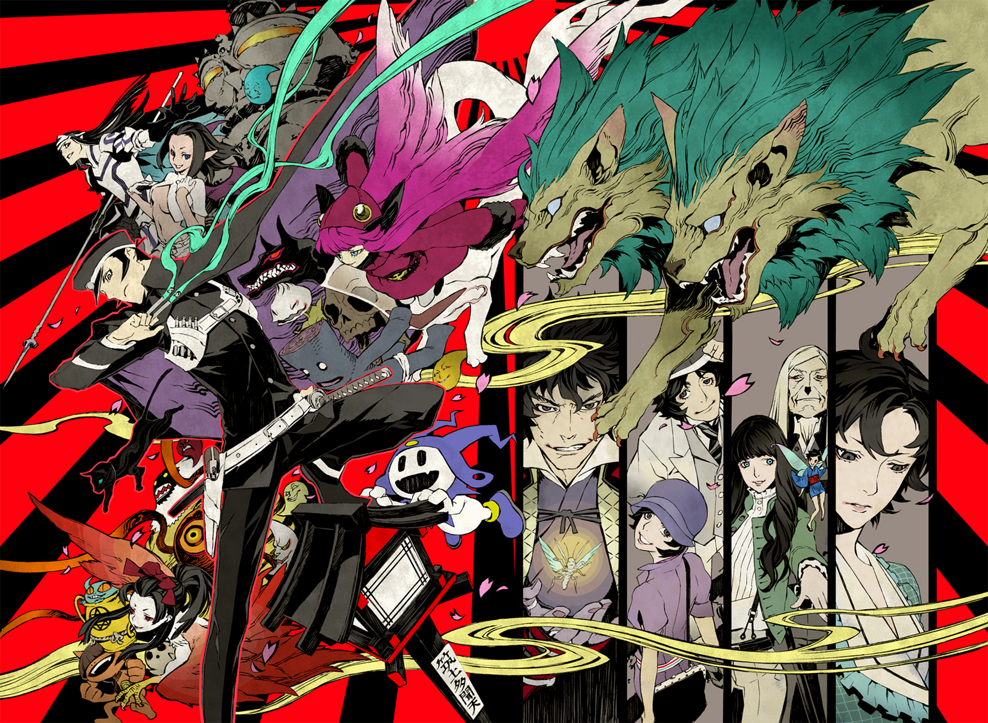 shin megami tensei wallpaper,fictional character,graphic design,illustration,art,fiction