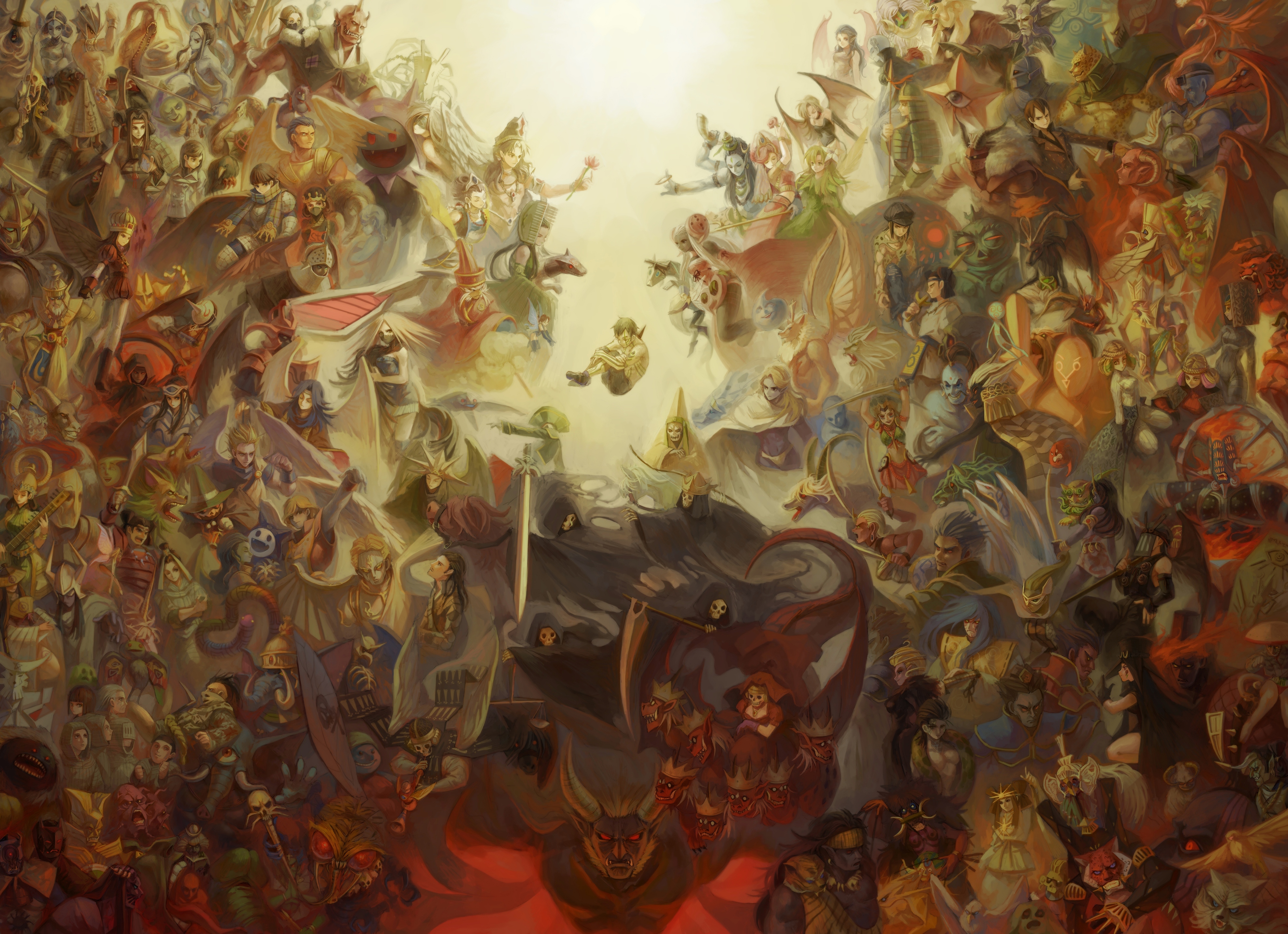 shin megami tensei wallpaper,painting,modern art,art,visual arts,textile