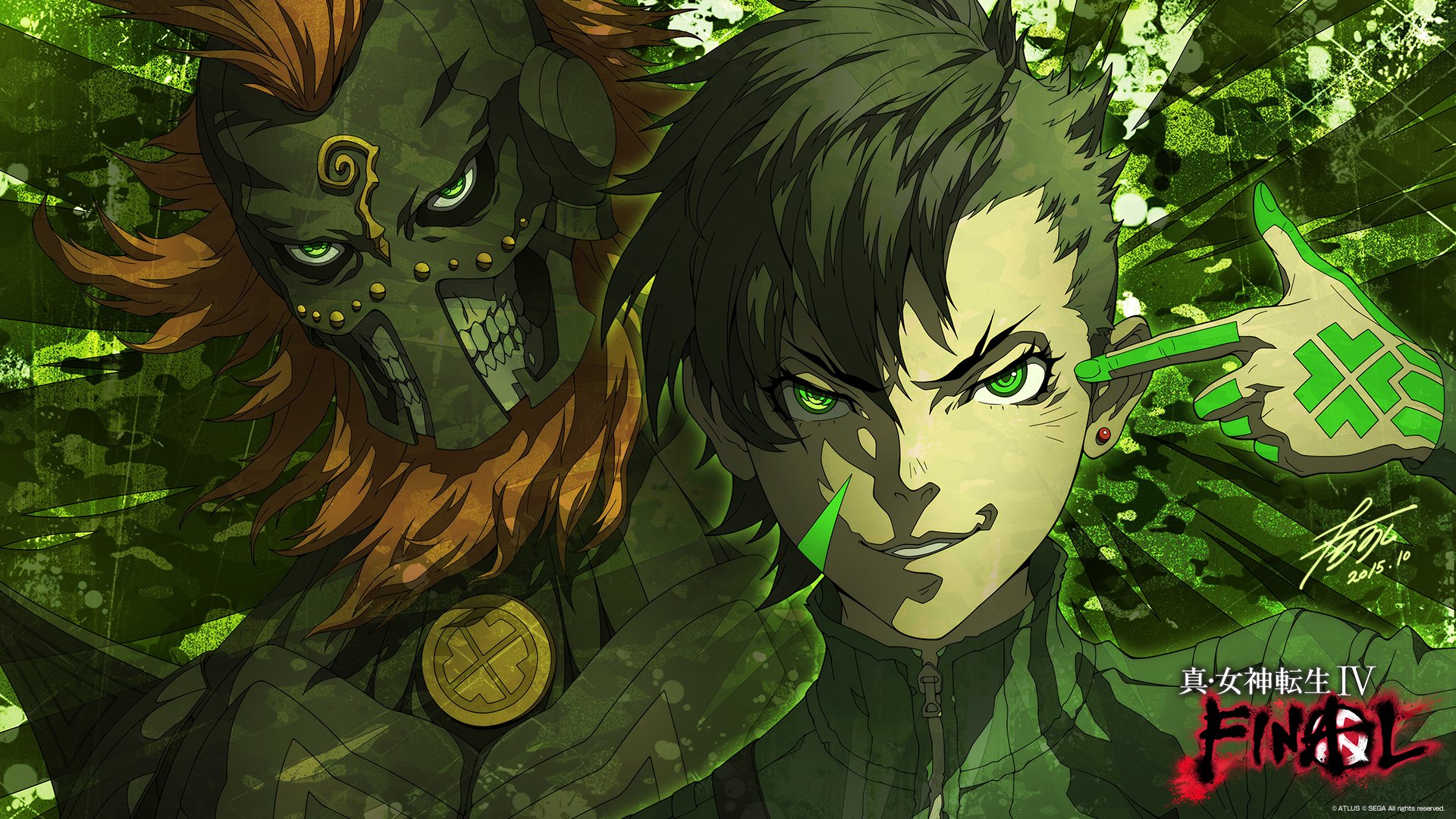 shin megami tensei wallpaper,green,fictional character,jungle,anime,illustration