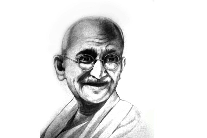 Mahatma Gandhi Wallpapers Photos Head Drawing Sketch Illustration Black And White Wallpaperuse