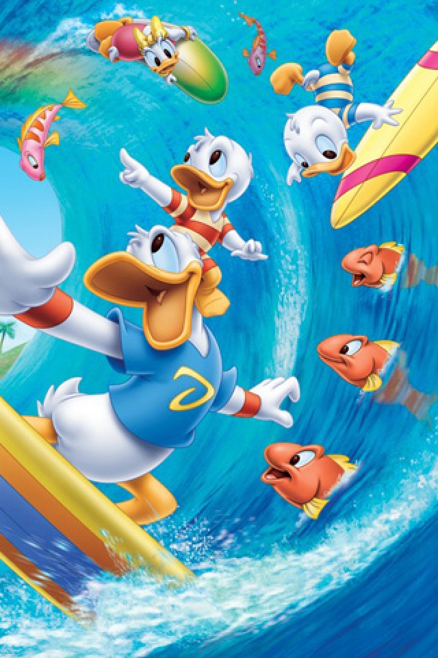 donald duck iphone wallpaper,karikatur,anemonenfisch,aqua,animierter cartoon,illustration