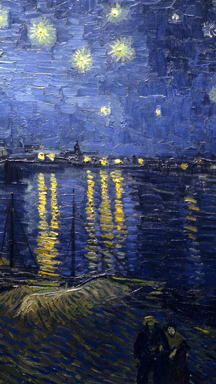 van gogh paintings wallpaper,painting,water,sky,reflection,moonlight
