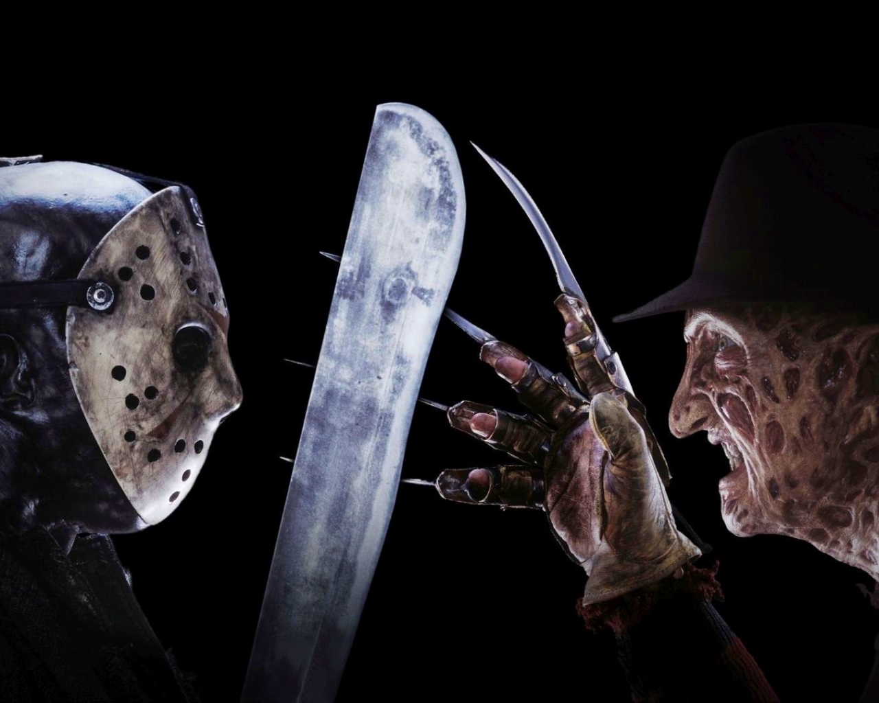 fondo de pantalla de freddy vs jason,ficción,fotografía de naturaleza muerta,espacio,fotografía,oscuridad