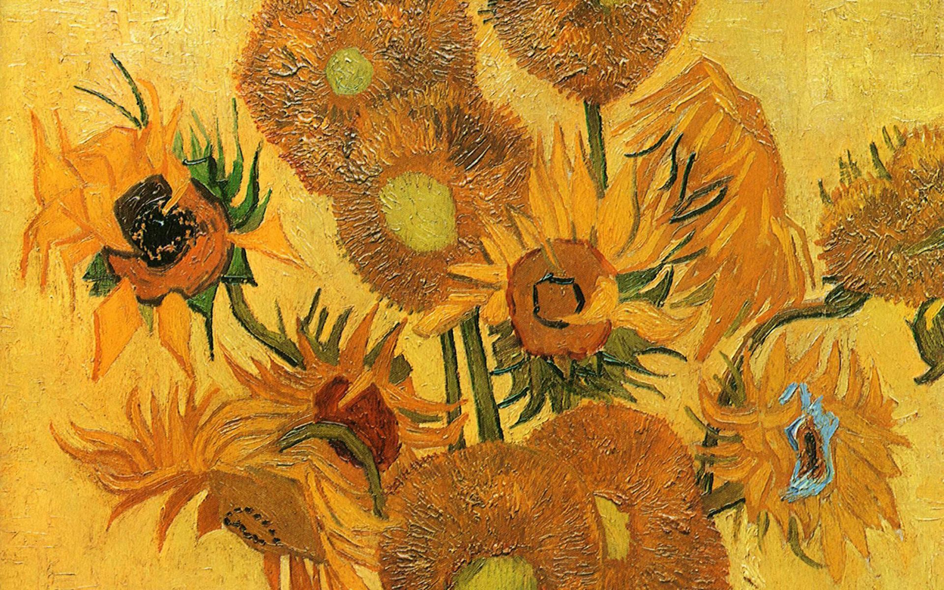 vincent van gogh wallpaper,sunflower,sunflower,flower,plant,painting