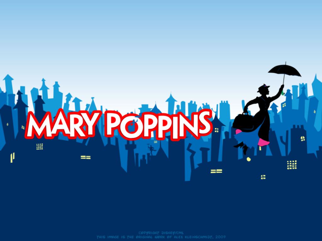 fond d'écran mary poppins,police de caractère,texte,conception graphique,illustration,ville