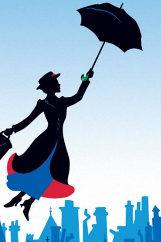 fondo de pantalla de mary poppins,paraguas,ilustración,póster,arte,silueta