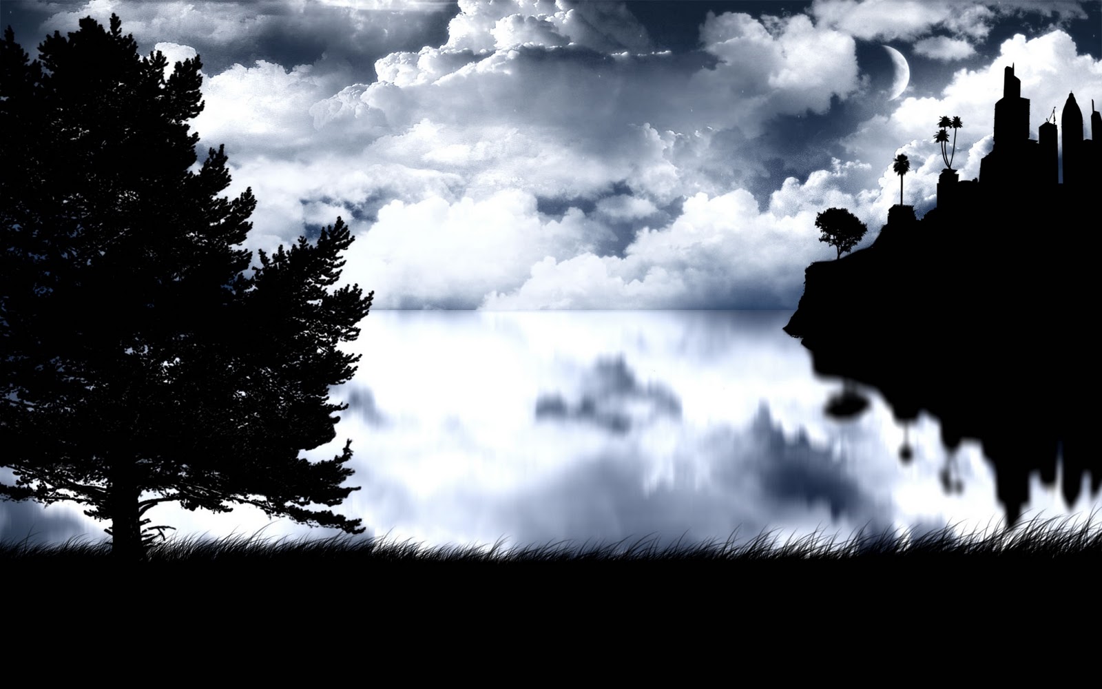 真夜中の壁紙,空,雲,自然,黒,木