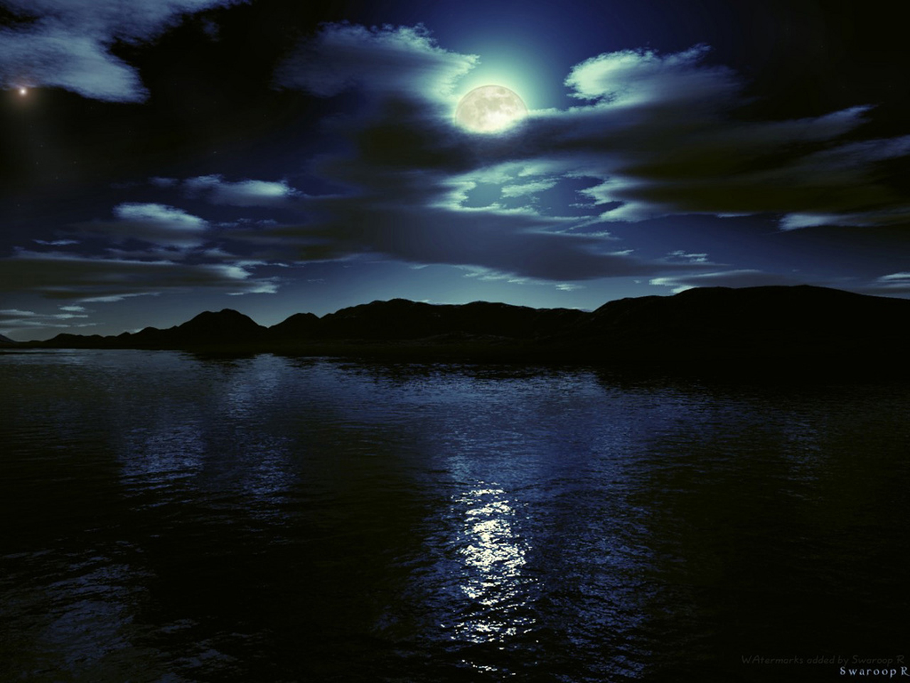 midnight wallpaper,sky,nature,water,moonlight,natural landscape