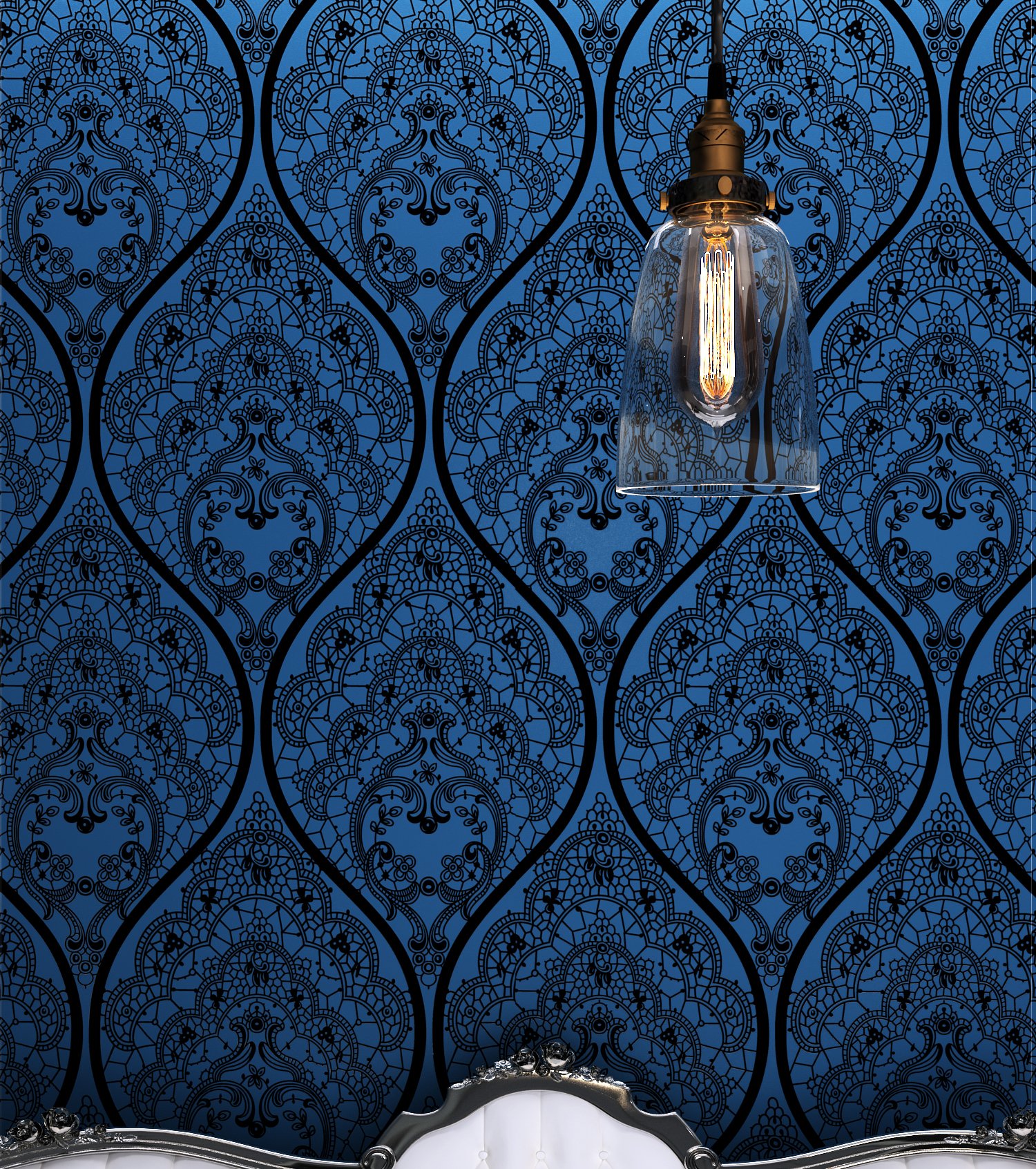 blue velvet wallpaper,blue,wall,lighting,architecture,ceiling (432811