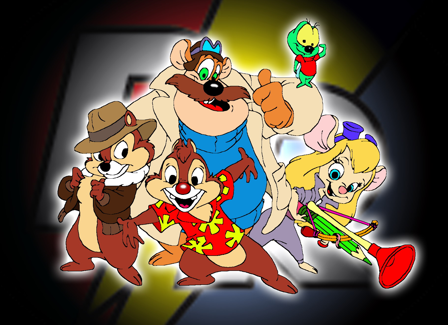 fond d'écran chip n dale,dessin animé,dessin animé,illustration,animation,personnage fictif