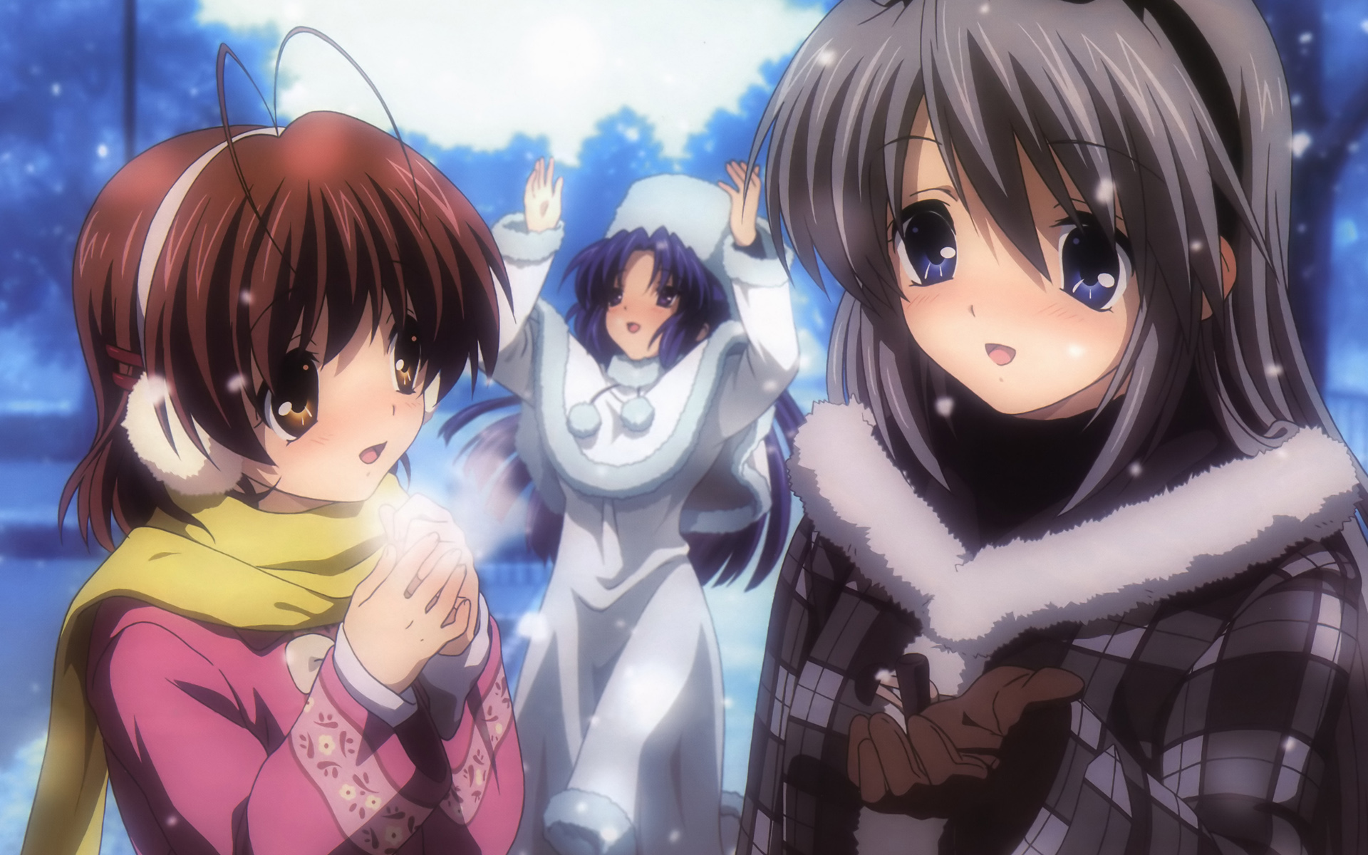 clannad after story wallpaper,anime,cartoon,cg artwork,sky,hime cut