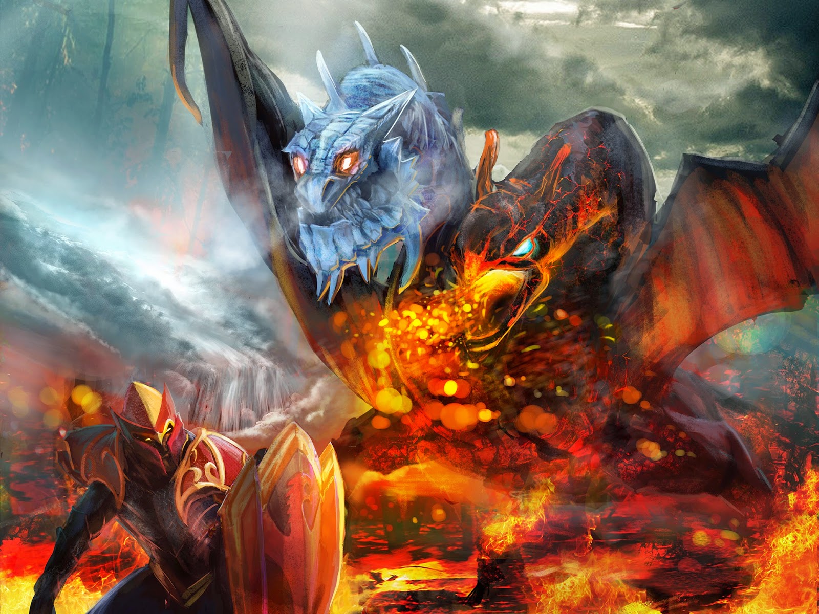 dragon knight wallpaper,demon,cg artwork,fictional character,dragon,mythology