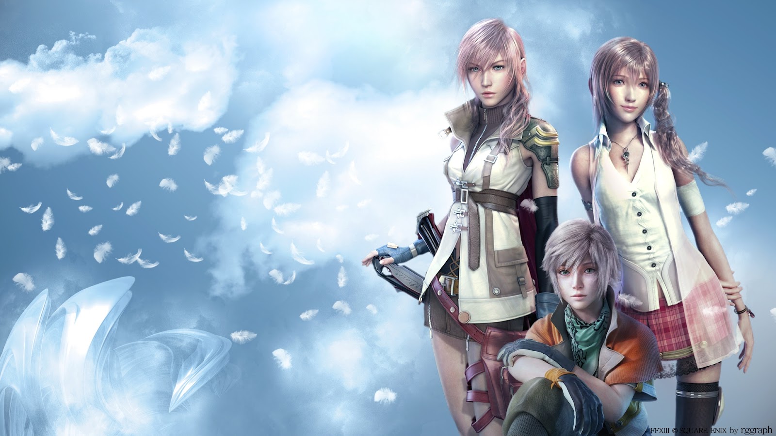 fondo de pantalla ff13,cg artwork,anime,cielo,juegos,pelo castaño