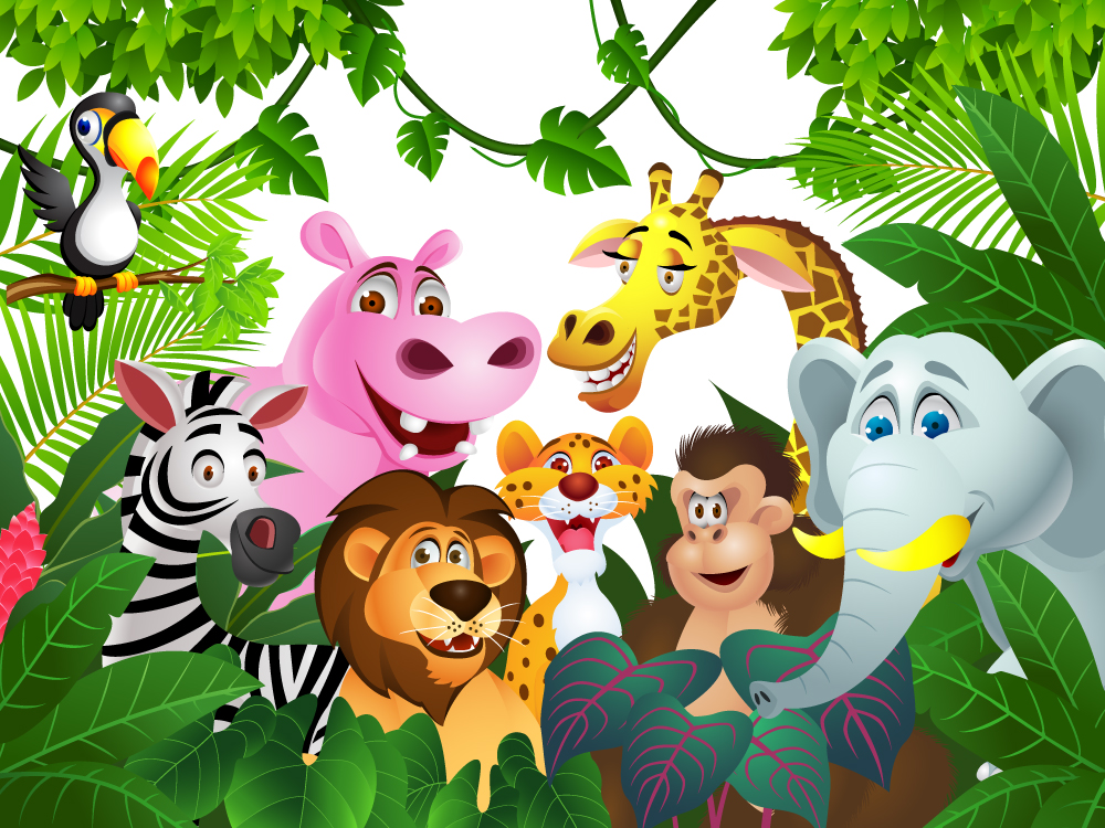 cartoon animal wallpaper,animated cartoon,cartoon,illustration,organism,jungle