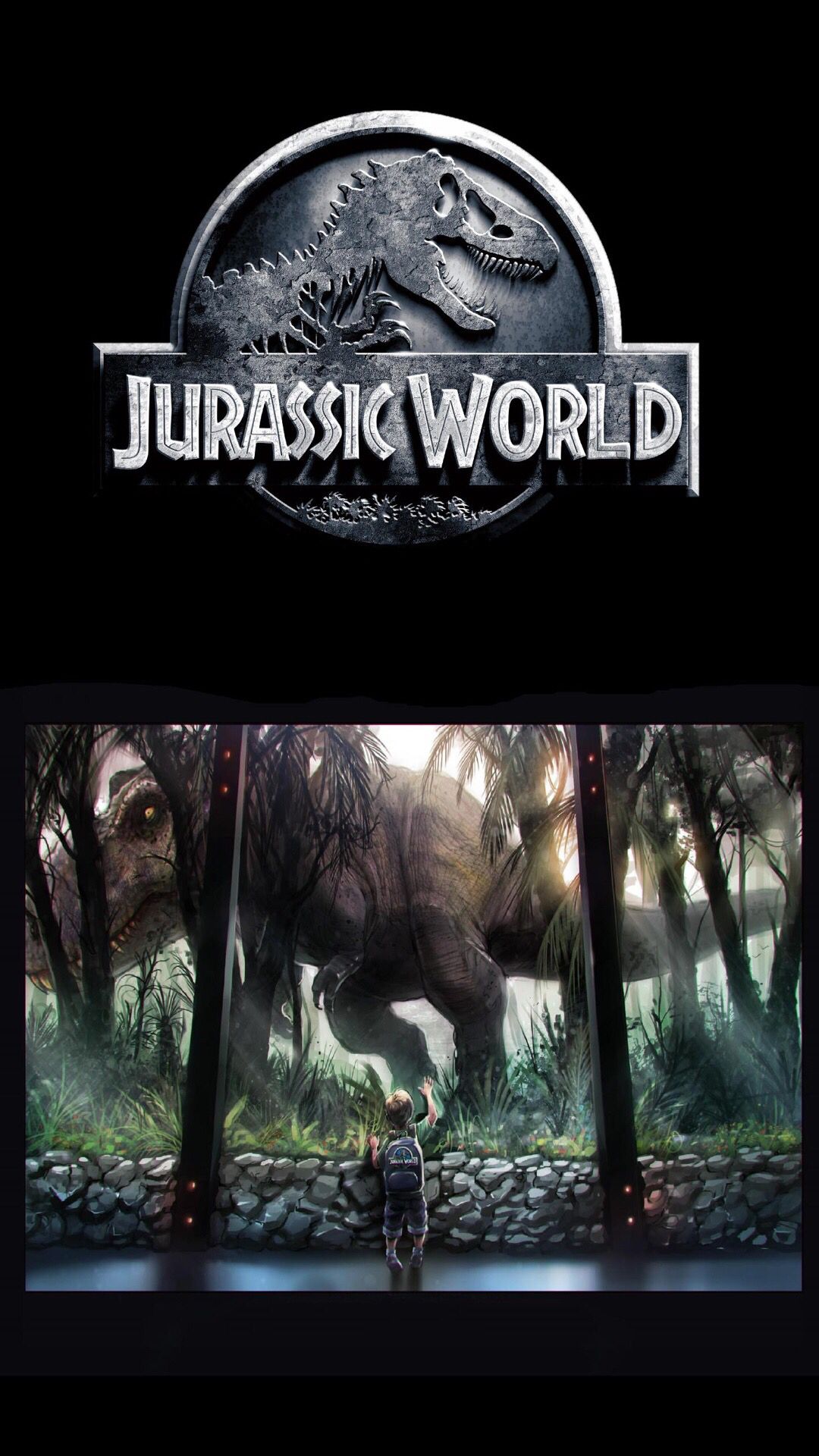 jurassic park iphone wallpaper,dinosaur,font,organism,tree,wildlife