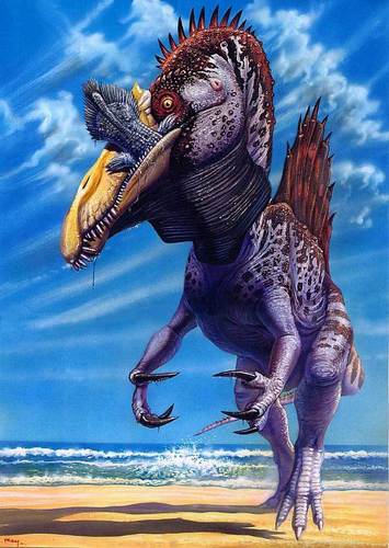 carta da parati spinosaurus,mitologia,illustrazione,cielo,personaggio fittizio,arte