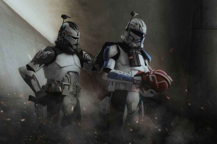 captain rex wallpaper,fictional character,cg artwork,darkness,action figure,boba fett