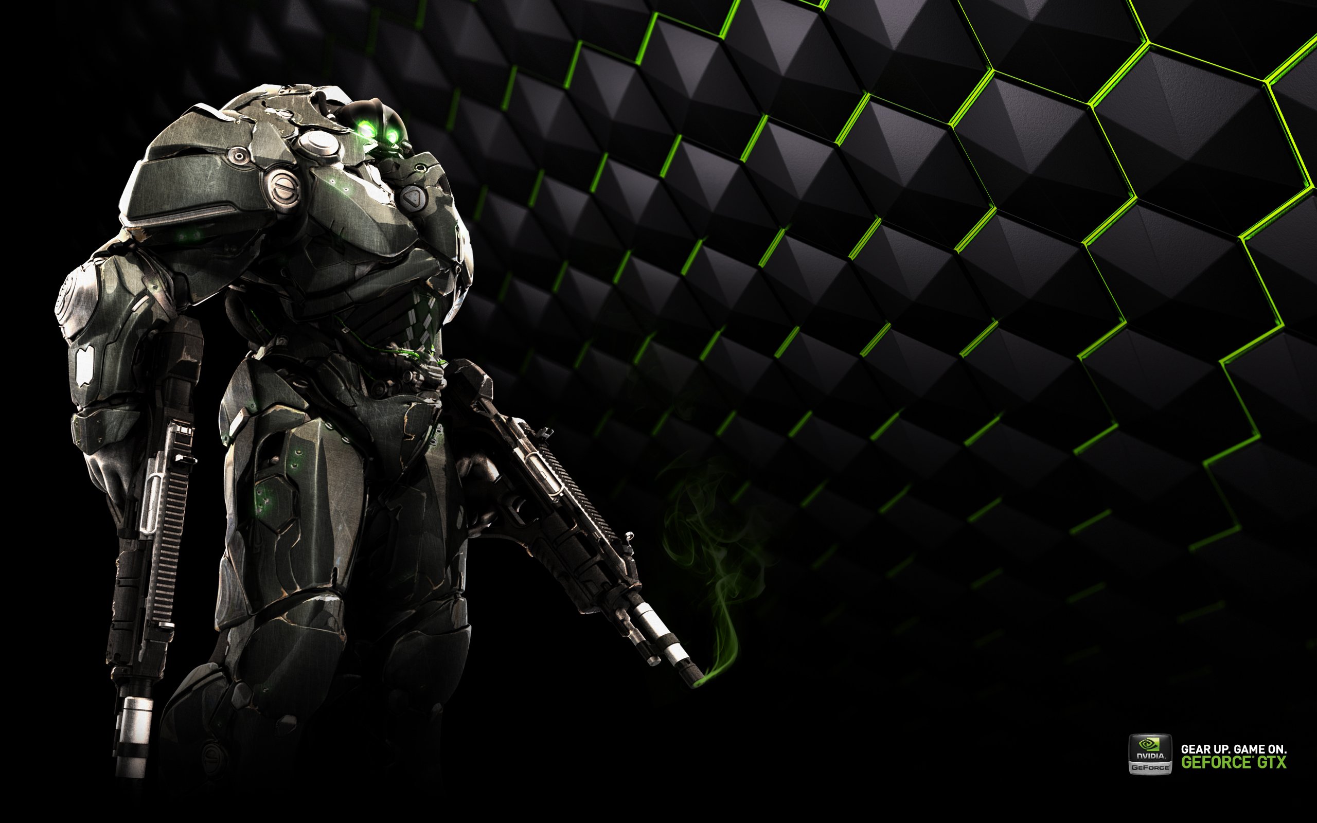 geforce gtx wallpaper,green,personal protective equipment,helmet,darkness,photography