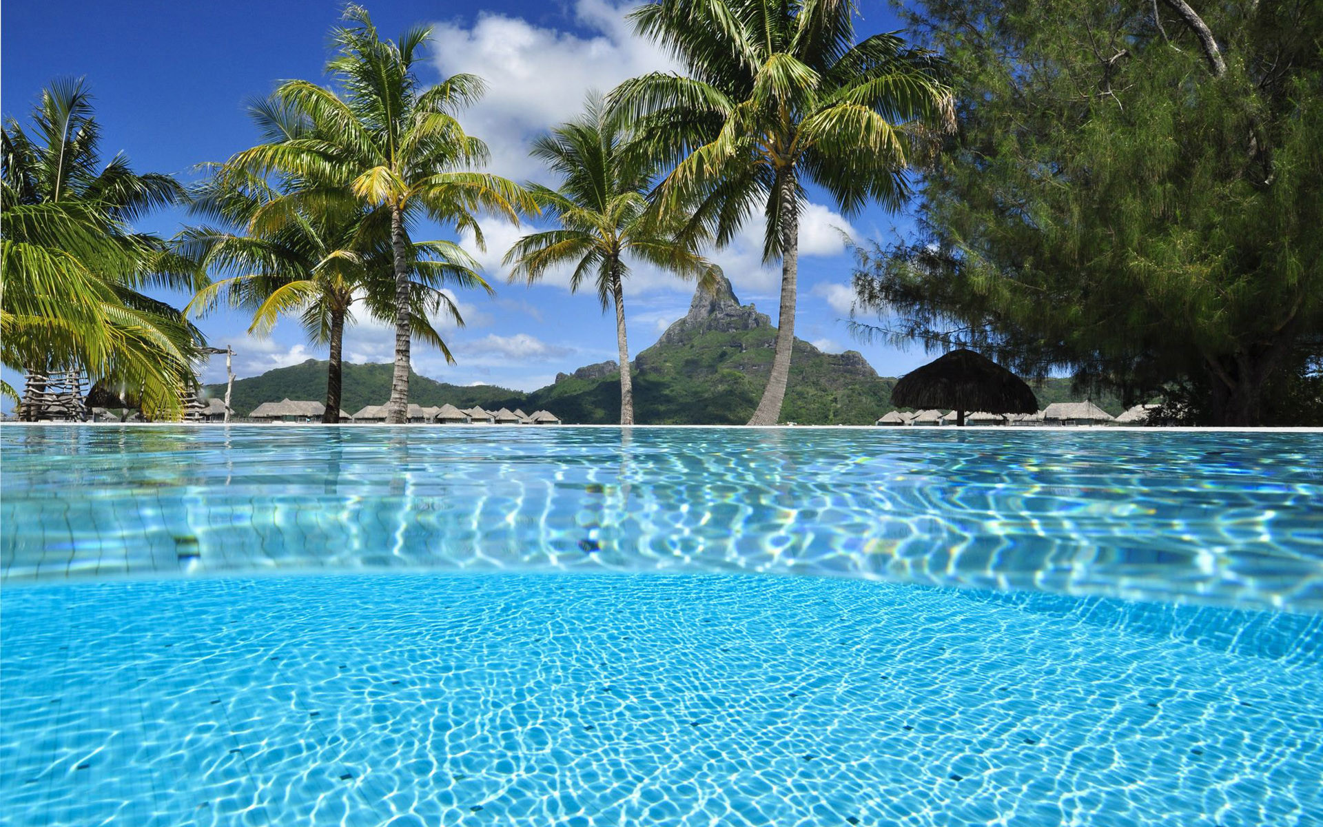 bora bora hd wallpaper,swimming pool,resort,vacation,natural landscape,caribbean