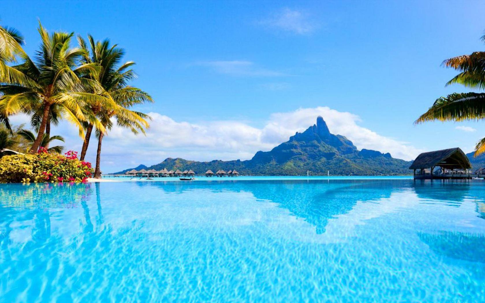 bora bora fond d'écran hd,paysage naturel,la nature,piscine,vacances,caraïbes