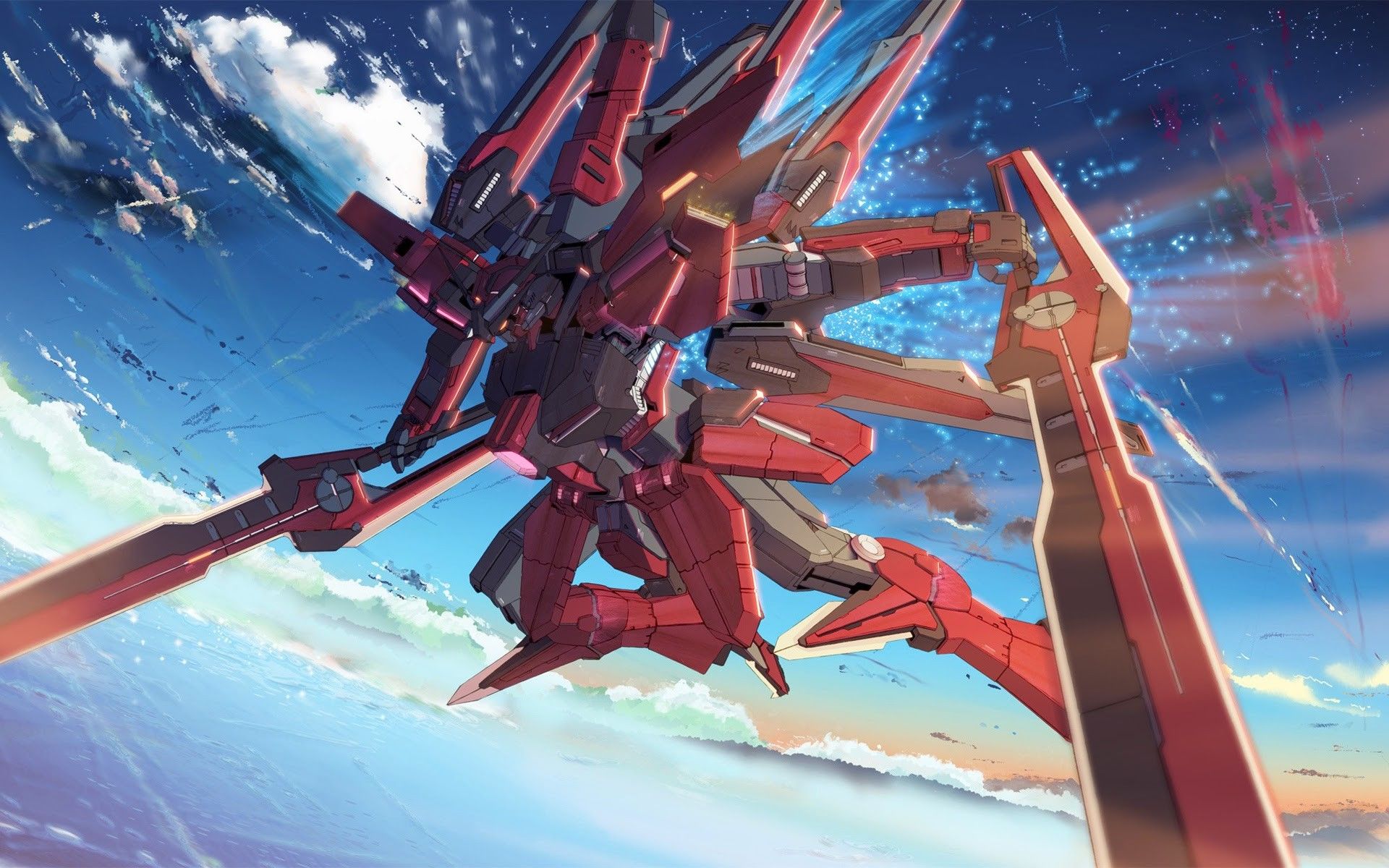 fond d'écran mecha,mecha,ciel,oeuvre de cg,personnage fictif,illustration