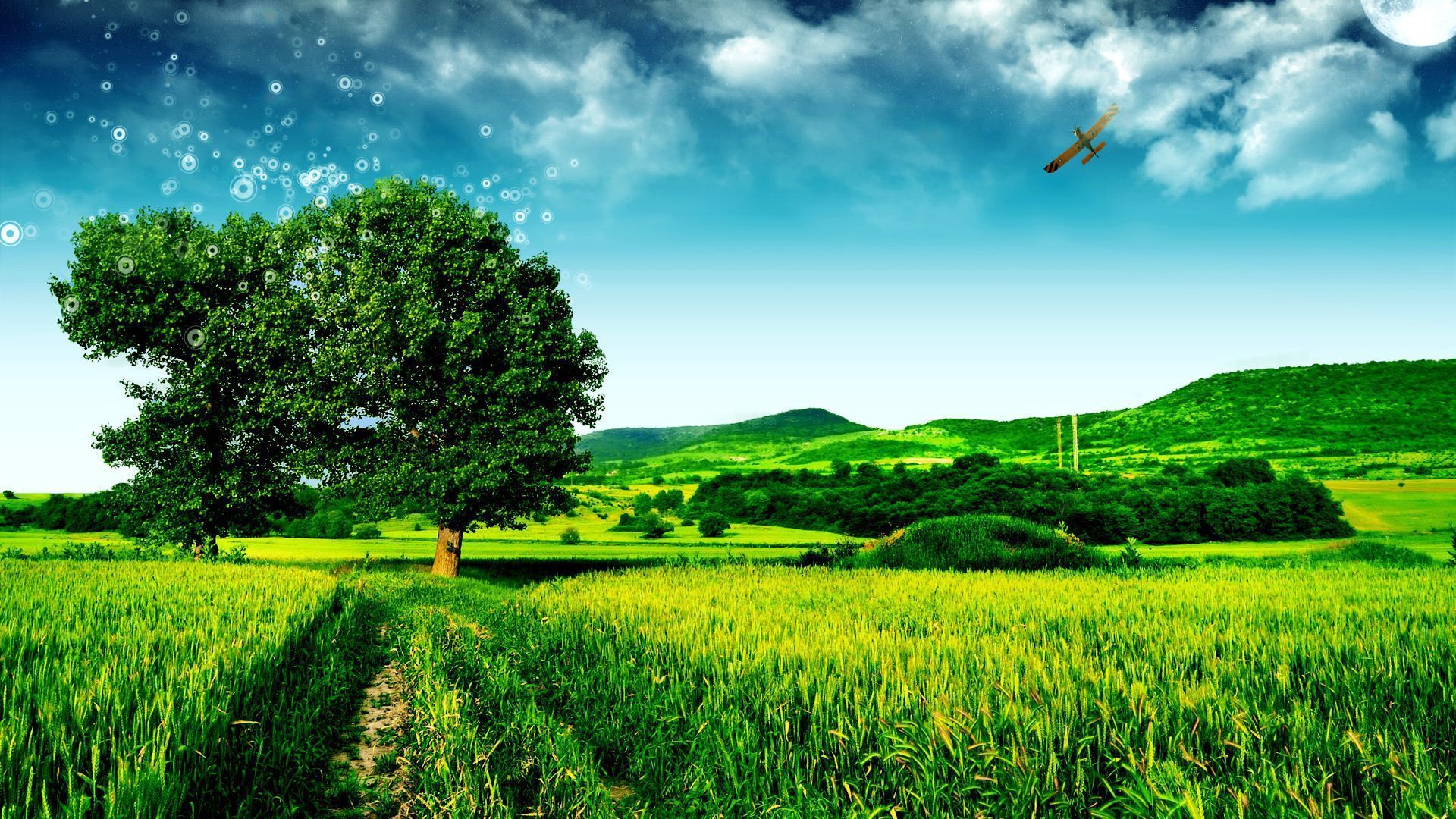 3d landscape wallpaper,natural landscape,green,nature,people in nature,sky