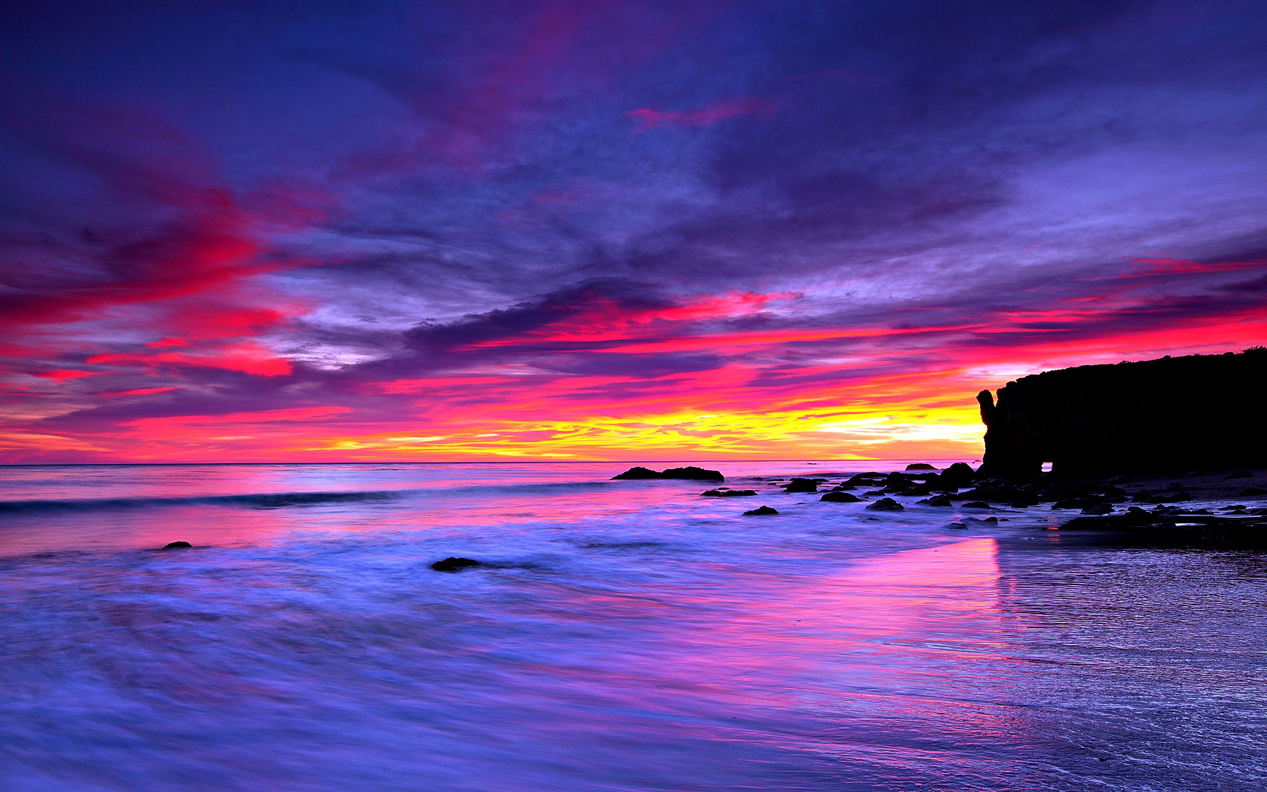 schöne meer tapete,himmel,horizont,nachglühen,natur,sonnenuntergang