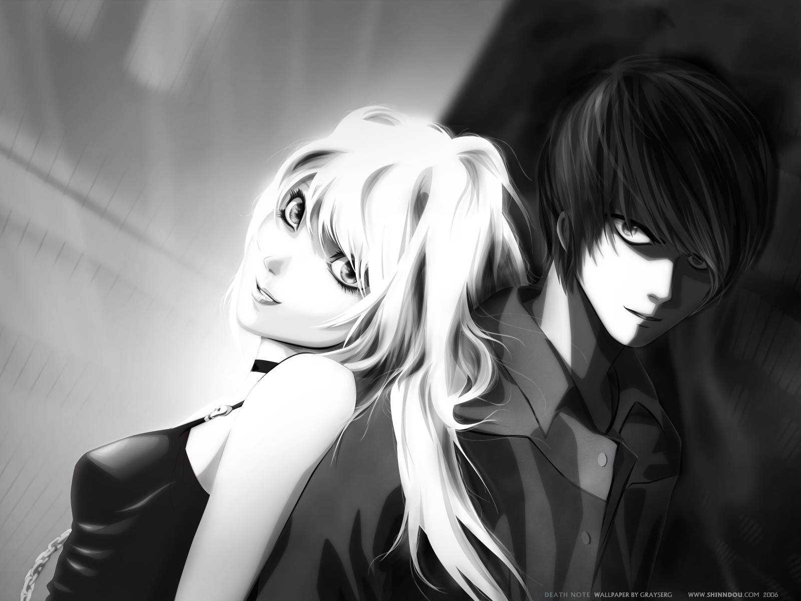 fond d'écran d'amour noir et blanc,monochrome,anime,dessin animé,noir et blanc,cheveux noirs