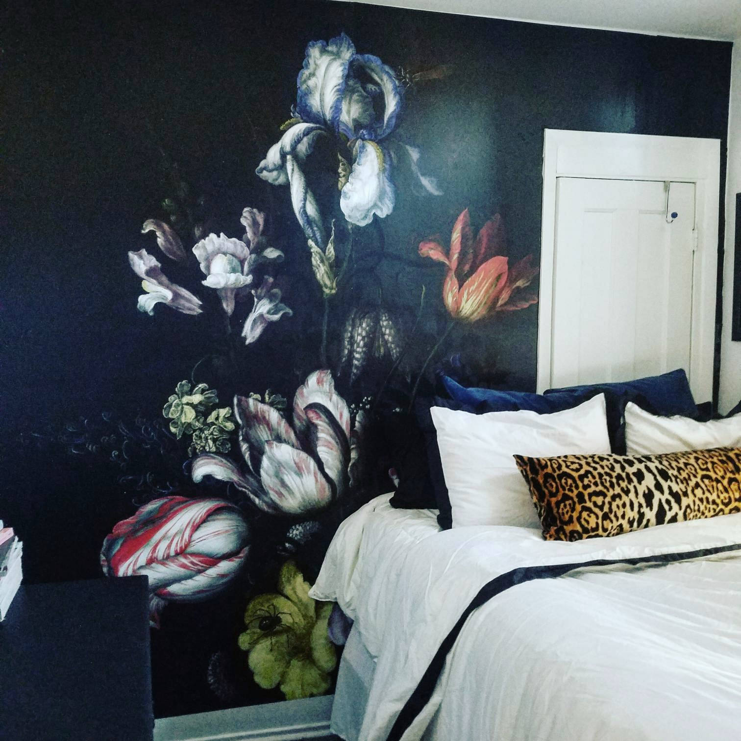 dark vintage wallpaper,room,bed,bedroom,wall,furniture