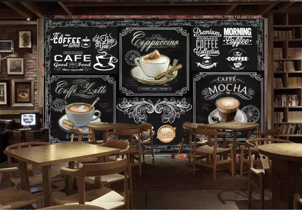café papier peint,chambre,café,table,design d'intérieur,caf