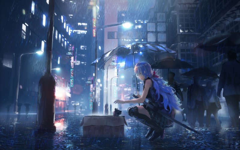 anime rain wallpaper,juego de acción y aventura,oscuridad,composición digital,lluvia,personaje de ficción