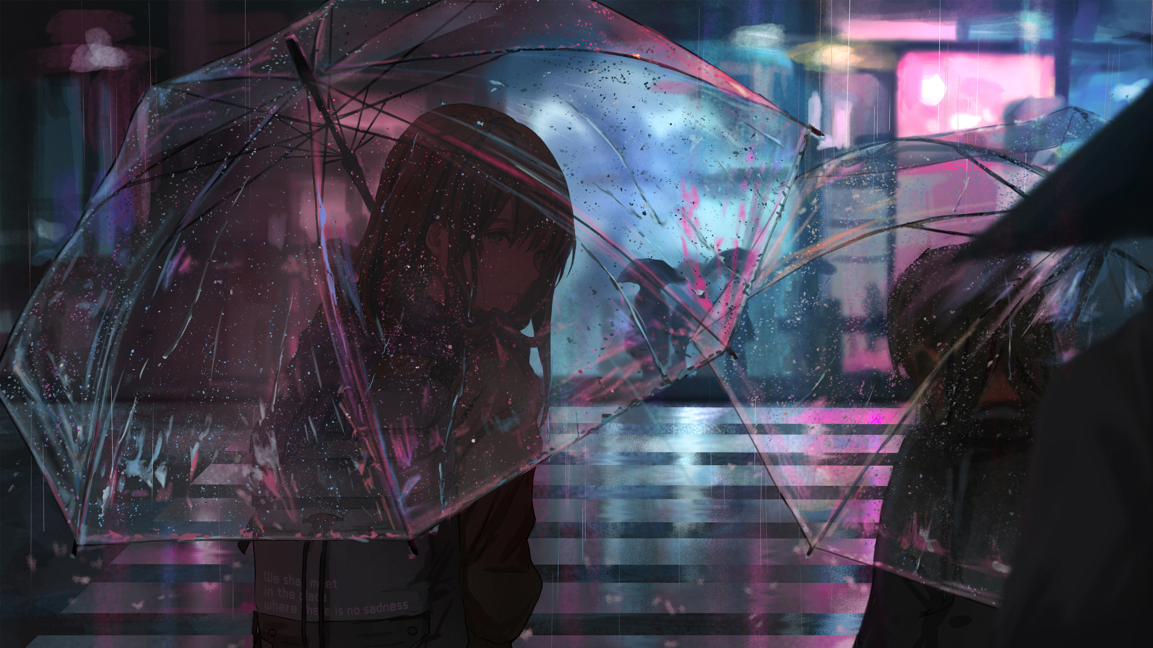 fond d'écran anime pluie,violet,lumière,rose,violet,instantané