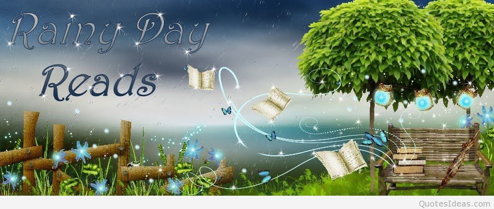 happy rainy day wallpaper,natural landscape,water,animation,font,tree