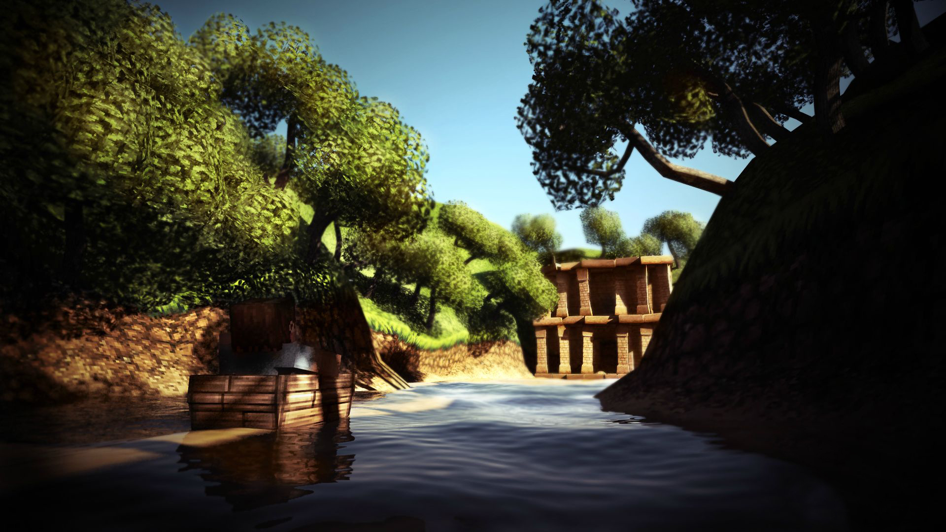 carta da parati minecraft 1920x1080,natura,paesaggio naturale,acqua,cielo,albero