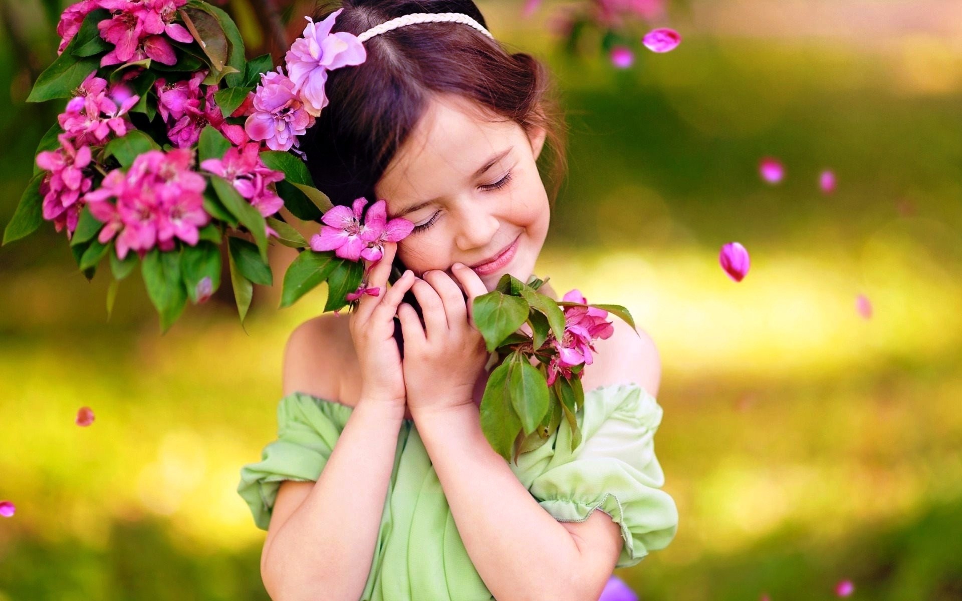 모바일 풀 hd 소녀 월페이퍼,자연,아이,분홍,꽃,아름다움