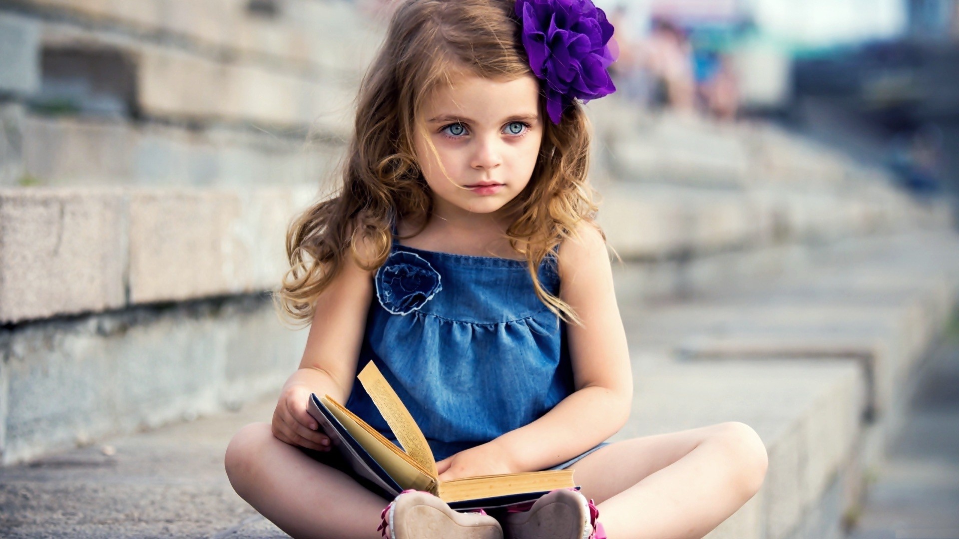 innocent girl wallpaper,child,sitting,hairstyle,child model,street fashion
