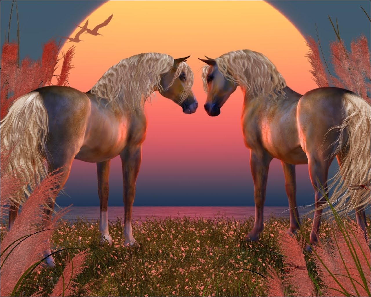fondo de pantalla 3d caballo,caballo,semental,melena,fauna silvestre,mustang caballo