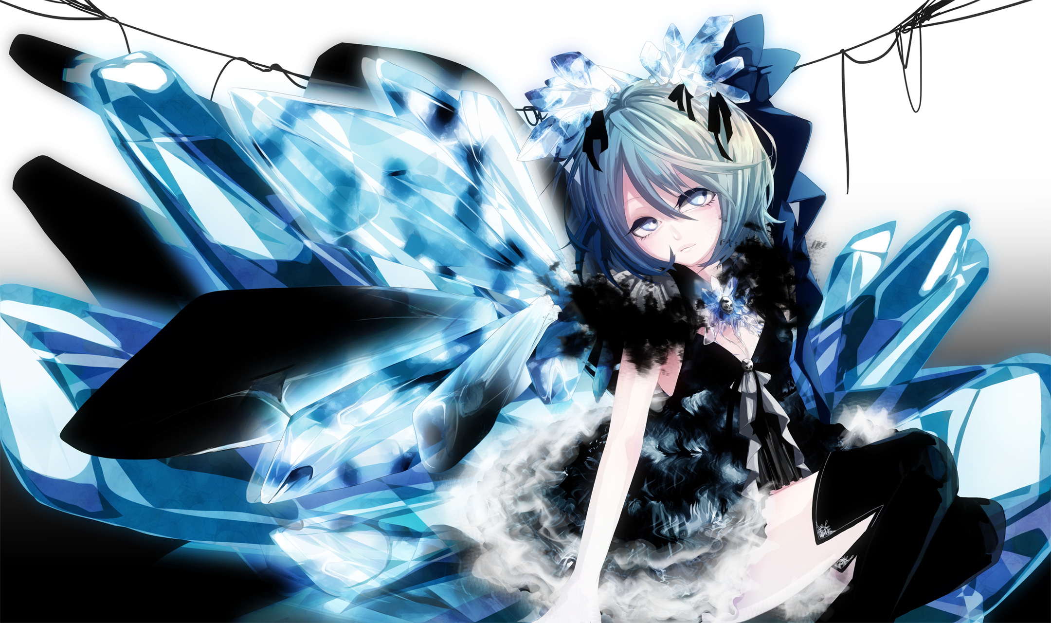 cirno tapete,cg kunstwerk,anime,schwarzes haar,erfundener charakter,grafikdesign