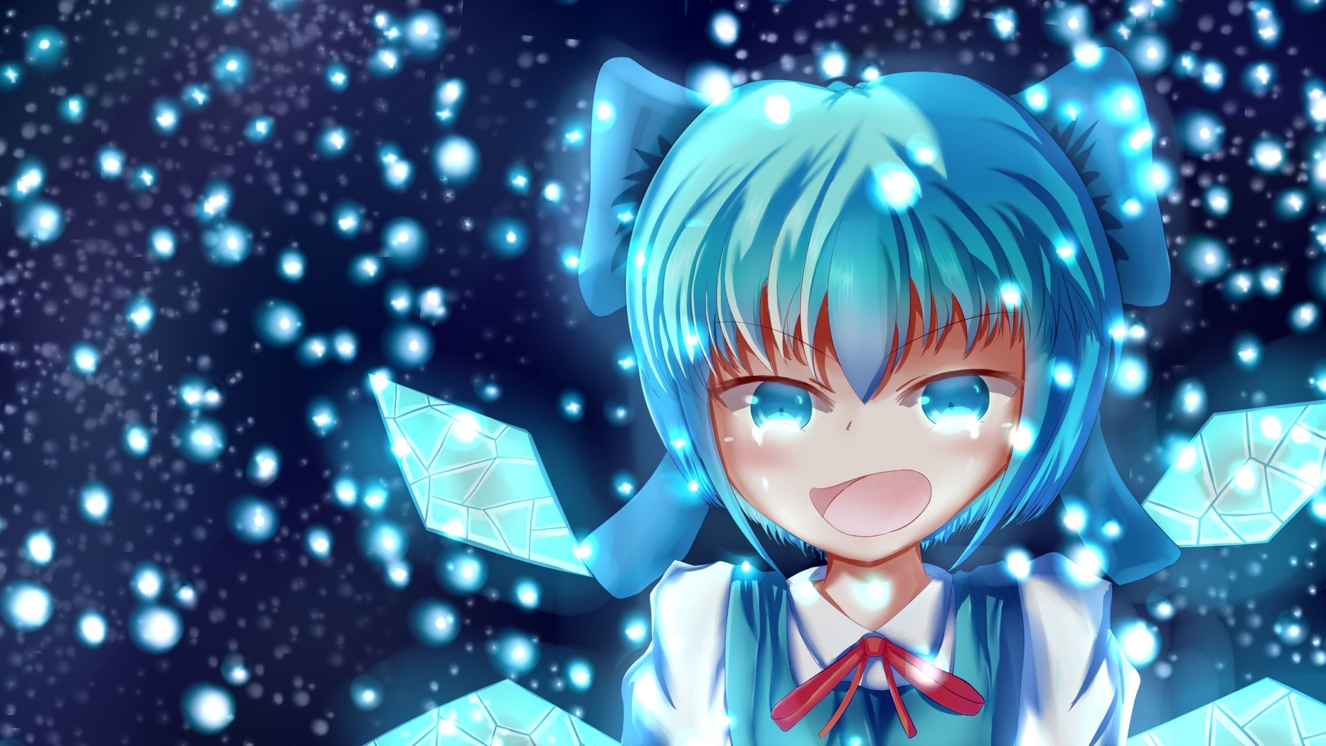 carta da parati cirno,cartone animato,anime,cielo,cg artwork,illustrazione