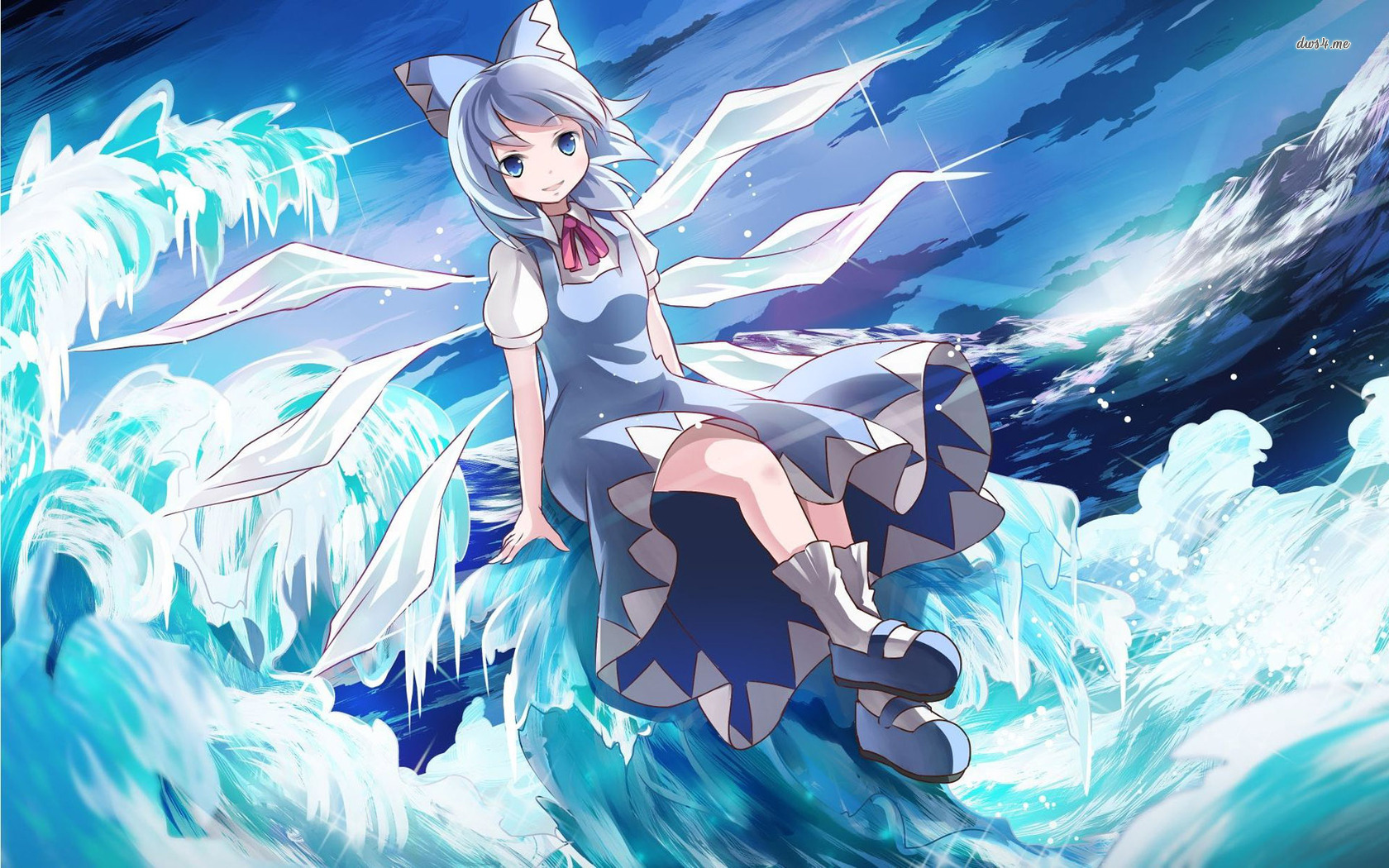 carta da parati cirno,cg artwork,cartone animato,anime,cielo,illustrazione